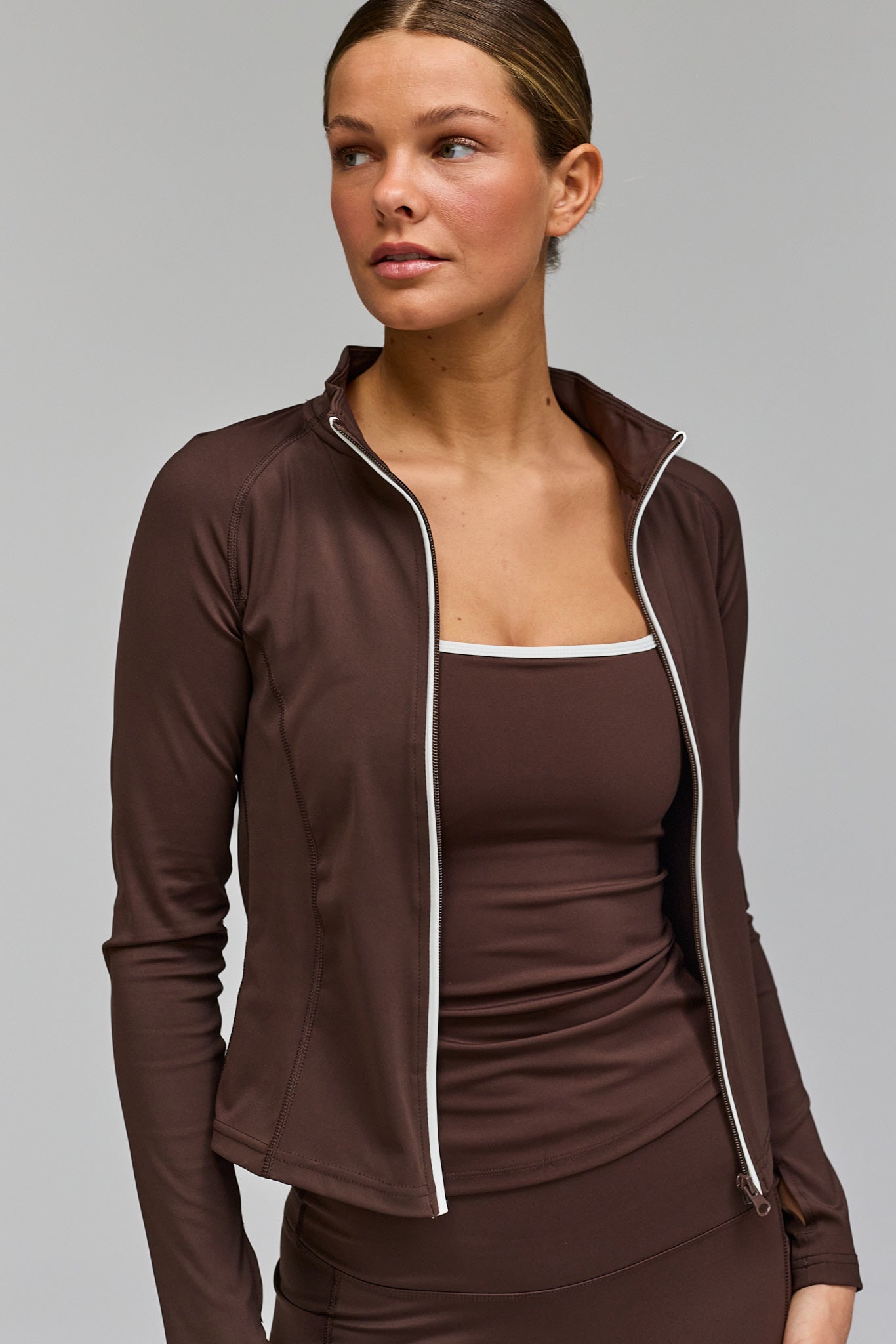 Active Zip Blouse - Pecan Brown